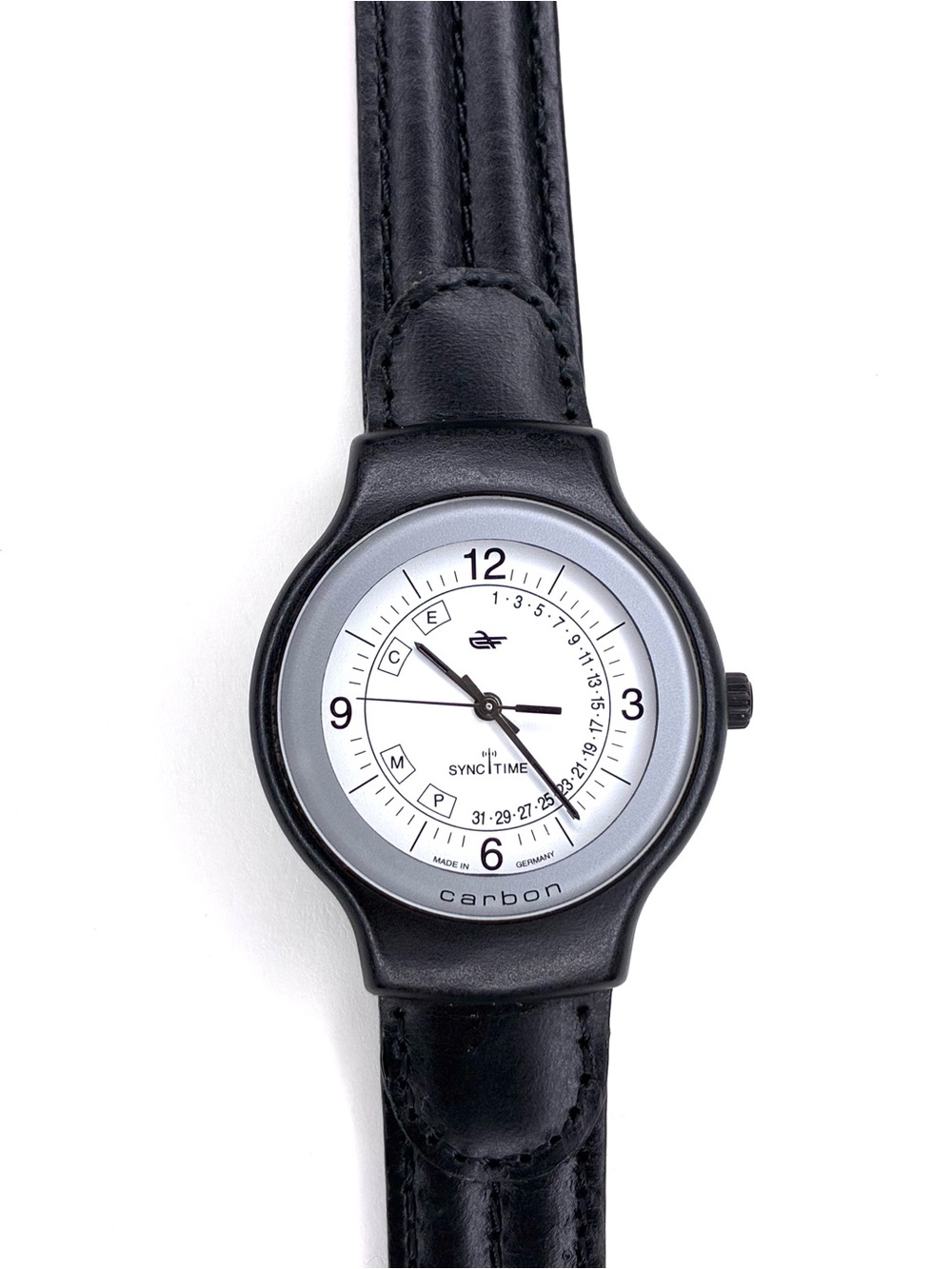 Rare Vintage Carbon Sync Time German Radio-Controlled Watch